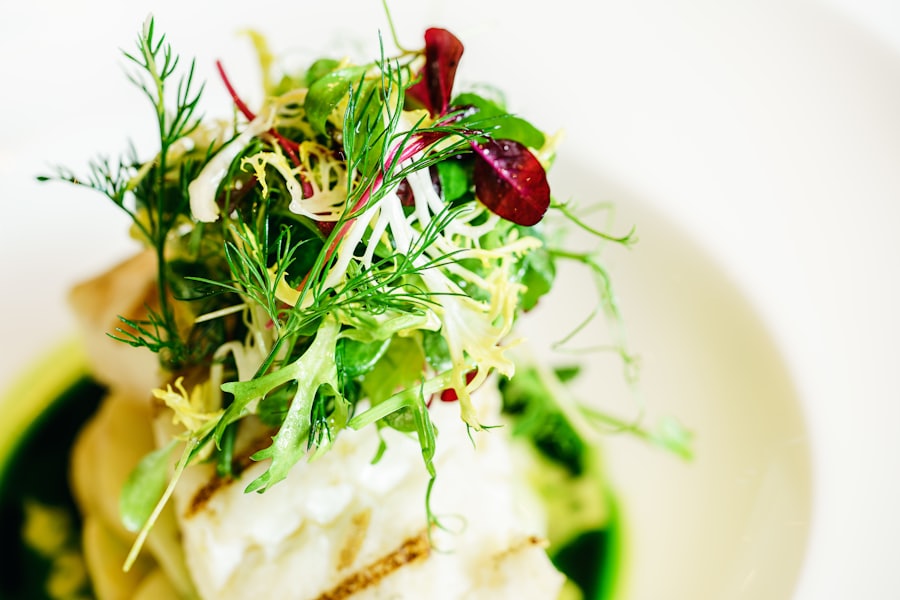 An elegant plated dish at a fine-dining restaurant