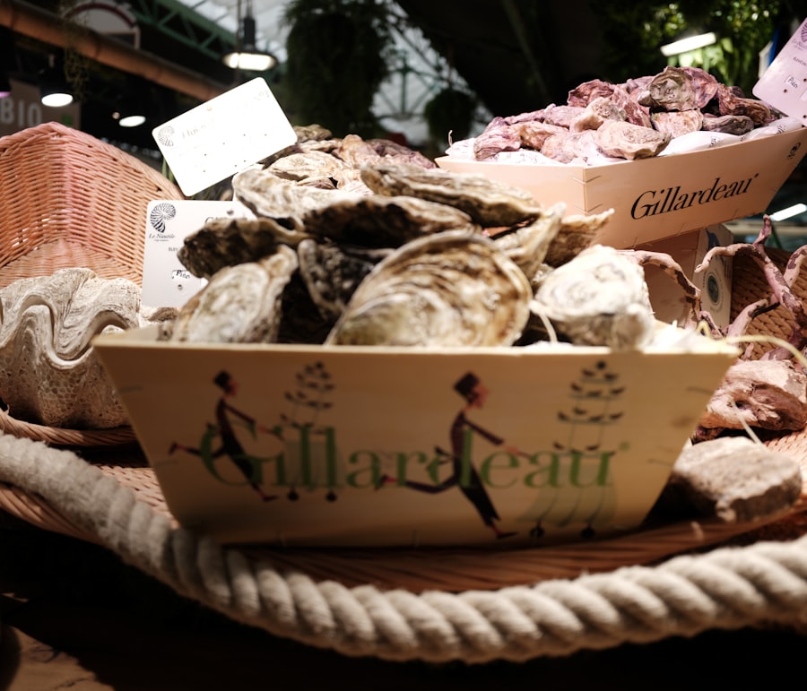Fresh oysters at a grand seafood hall
